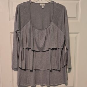 Fashion Bug Plus Size Light Gray Layered Blouse